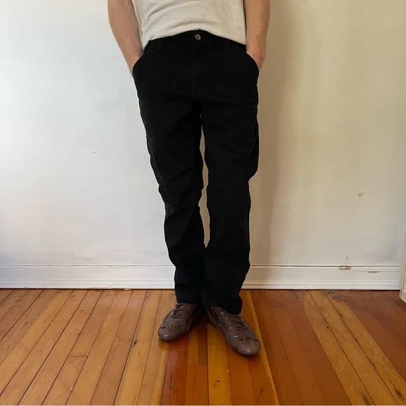 Carhartt Black Utility Pants with Logo Patch - Picture 2 of 10